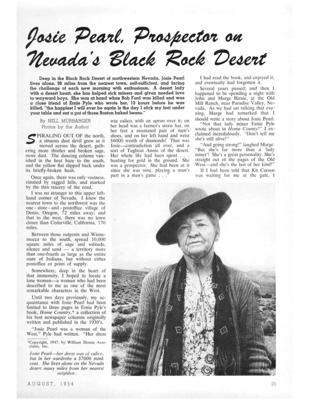 Josie Pearl, Prospector on Nevada's Black Rock Desert
