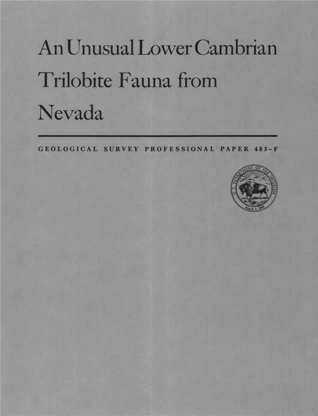 An Unusual Lower Cambrian Trilobite Fauna from Nevada