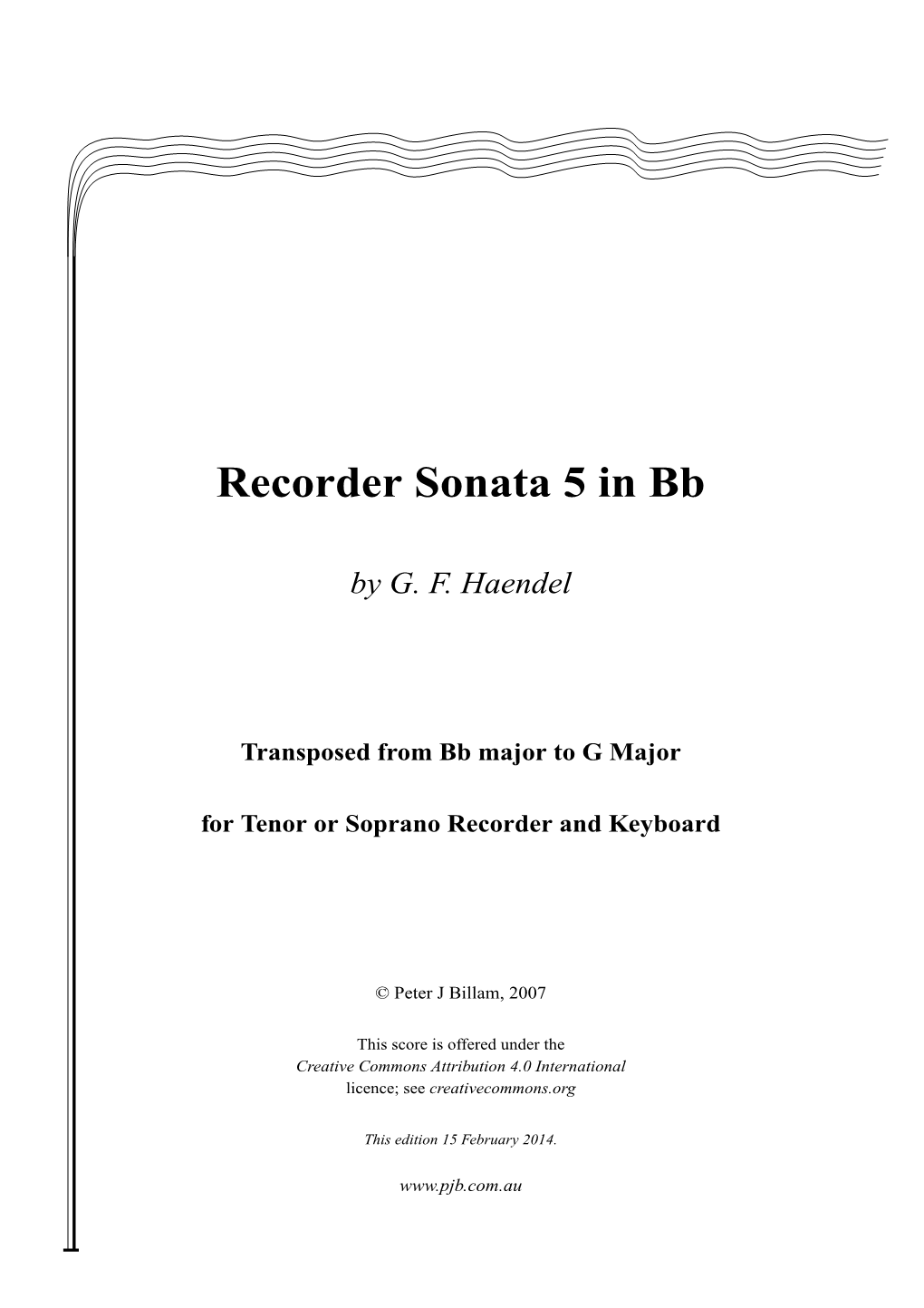 Recorder Sonata 5 in Bb