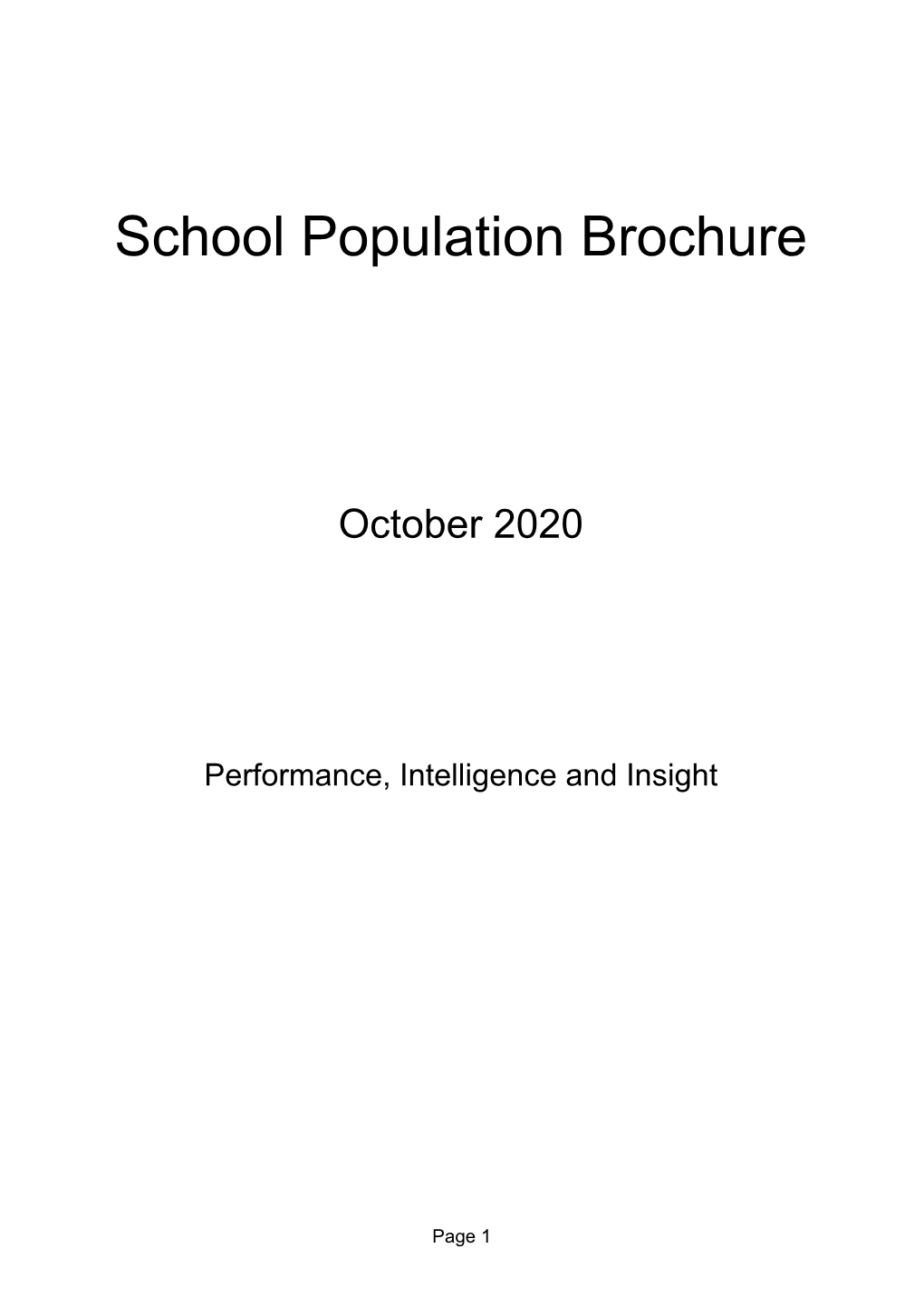 School Population Brochure October 2020