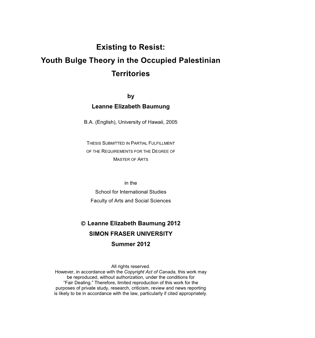 Youth Bulge Theory in the Occupied Palestinian Territories