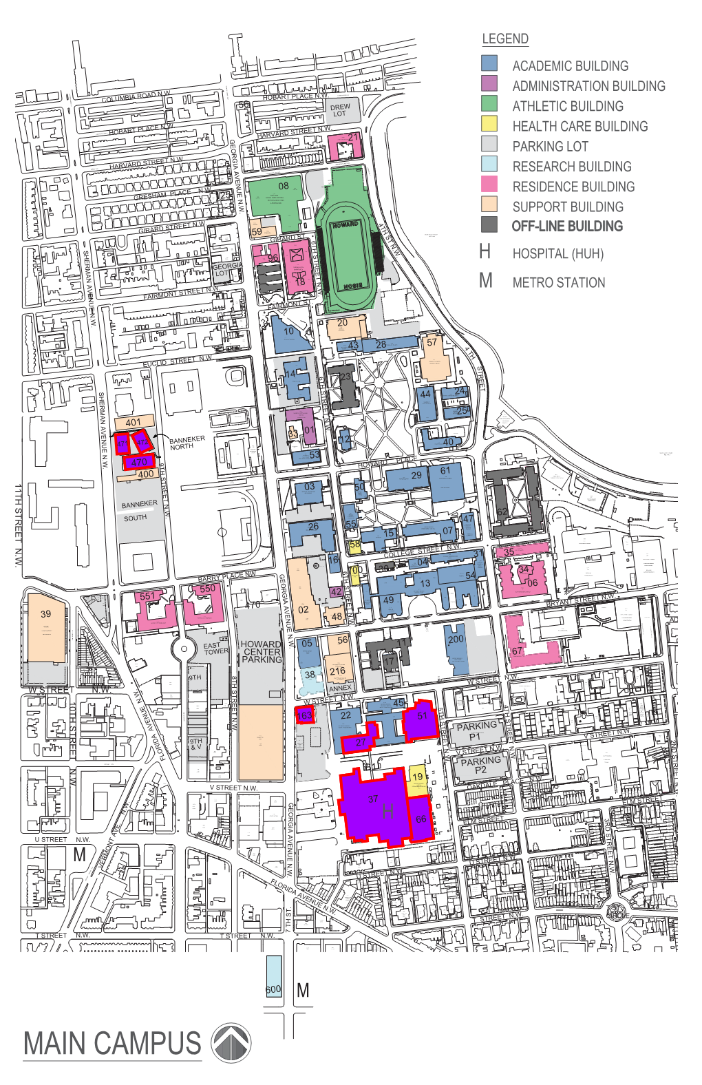 Central Campus Map for CNAHS