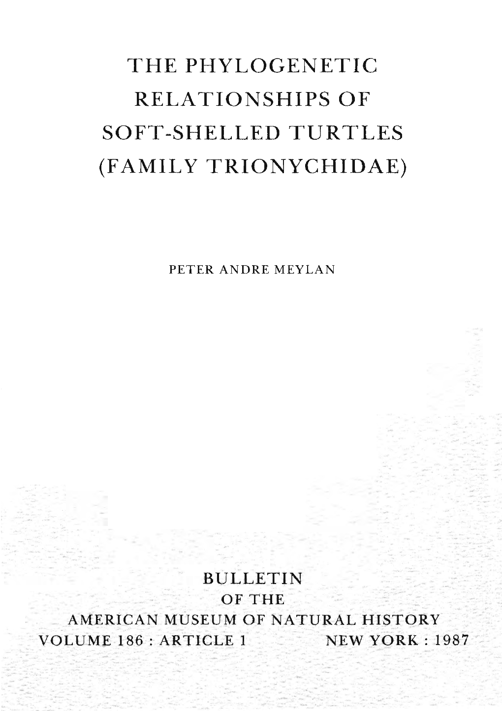 THE PHYLOGENETIC RELATIONSHIPS of SOFT-SHELLED TURTLES (FAMILY Trionychidae)