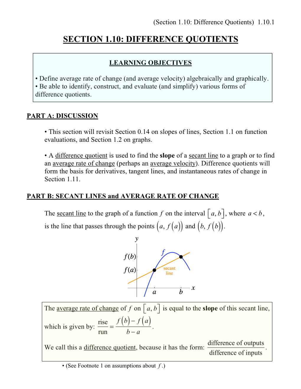 Difference Quotients) 1.10.1