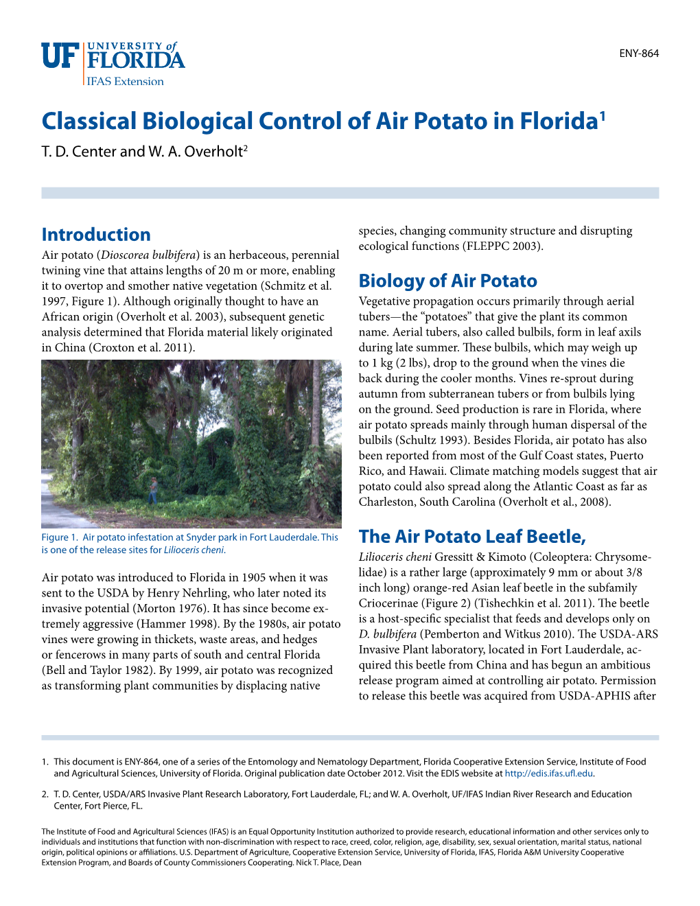 Classical Biological Control of Air Potato in Florida1 T