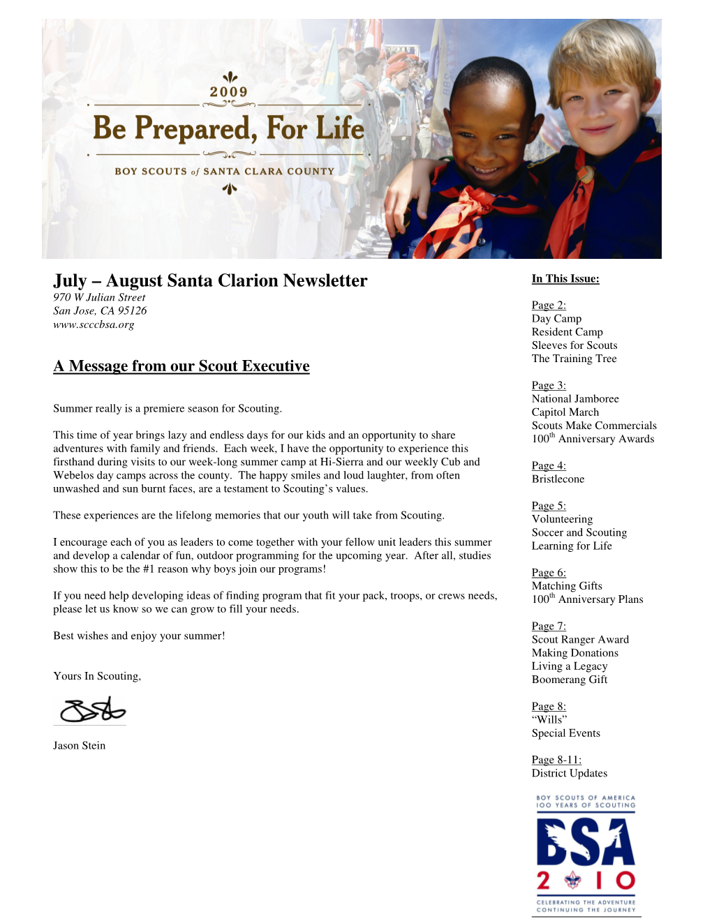 July – August Santa Clarion Newsletter