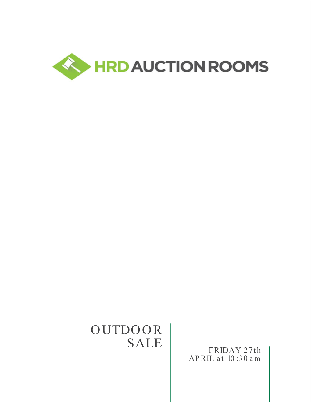 OUTDOOR SALE FRIDAY 27Th APRIL at 10:30Am OUTDOOR SALE