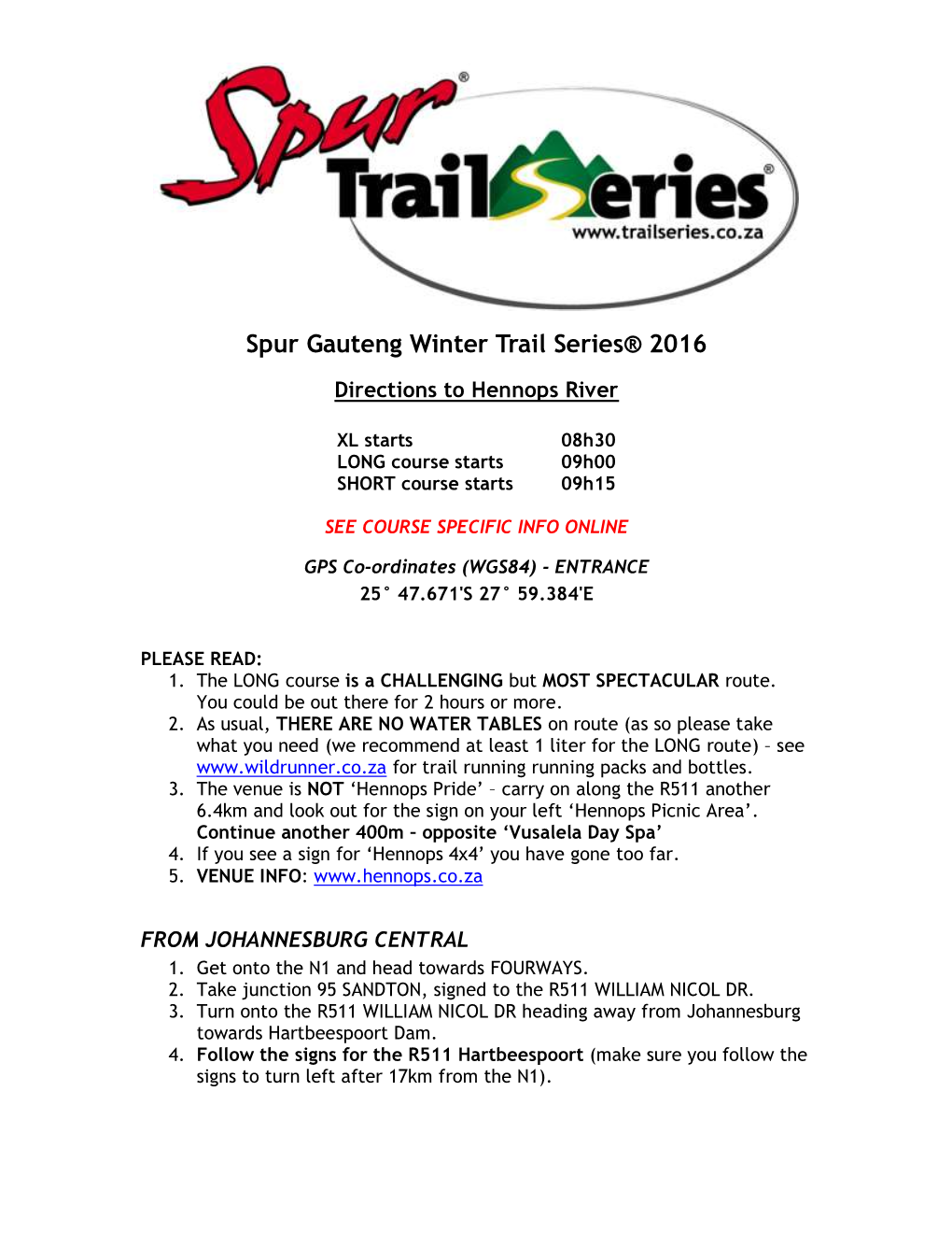 Spur Gauteng Winter Trail Series® 2016