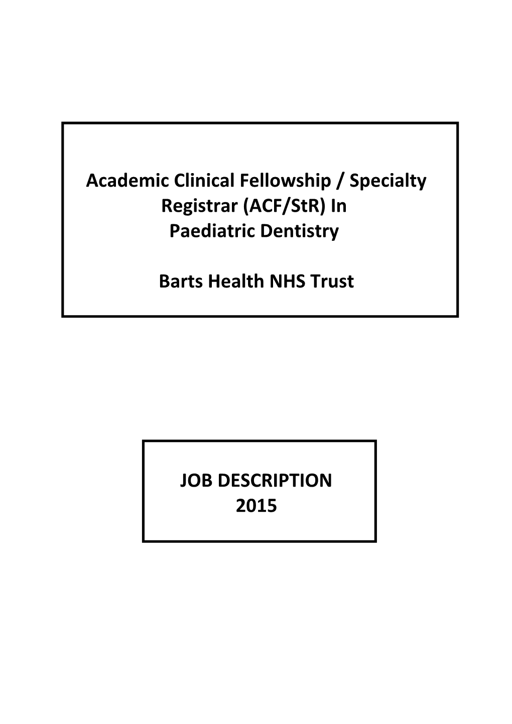 A Programme of Specialist Registrar Training