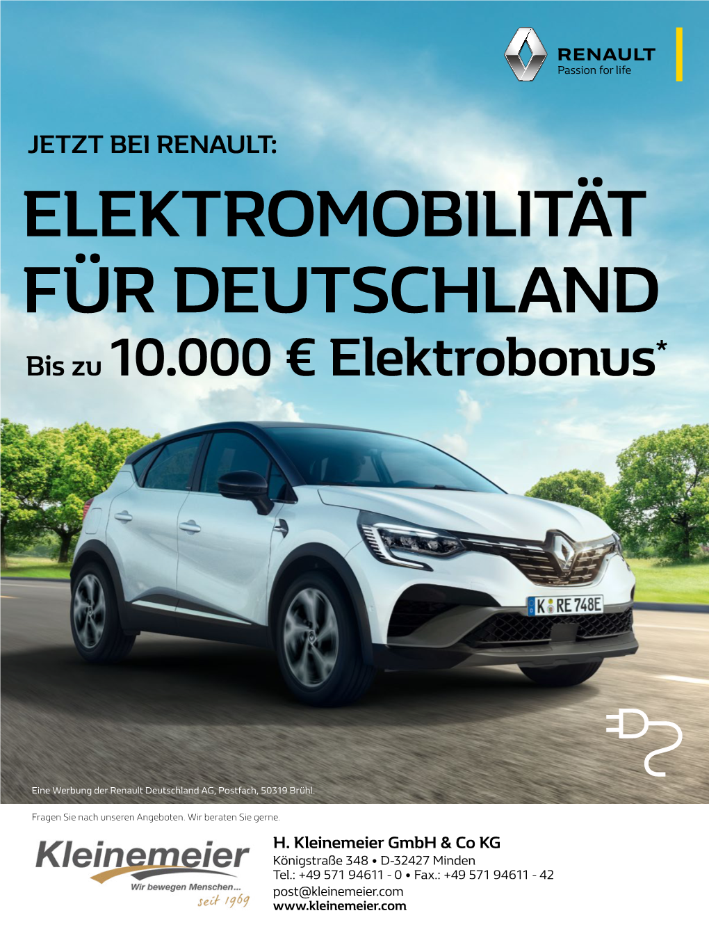 JETZT BEI RENAULT: ELEKTROMOBILITÄT FÜR DEUTSCHLAND * Bis Zu 10.000 € Elektrobonus