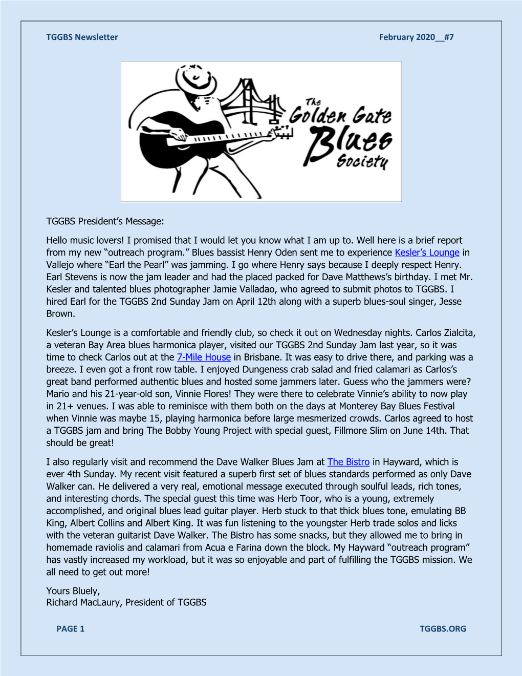 TGGBS Newsletter February 2020__#7 PAGE 1 TGGBS.ORG