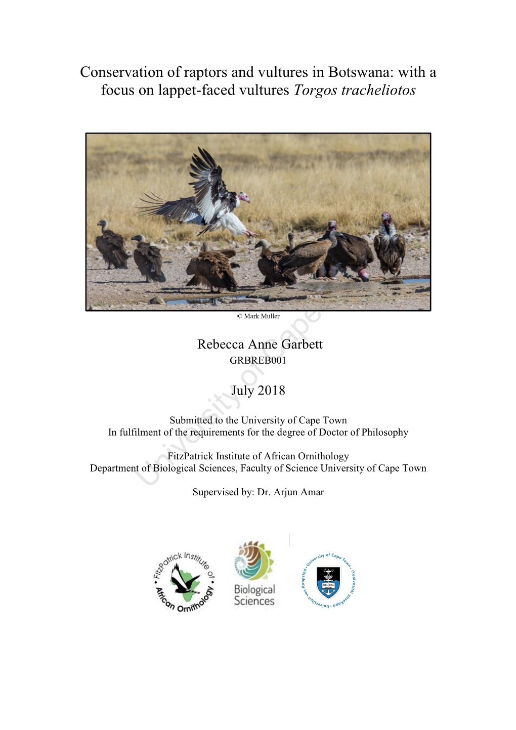 Conservation of Raptors and Vultures in Botswana.Pdf
