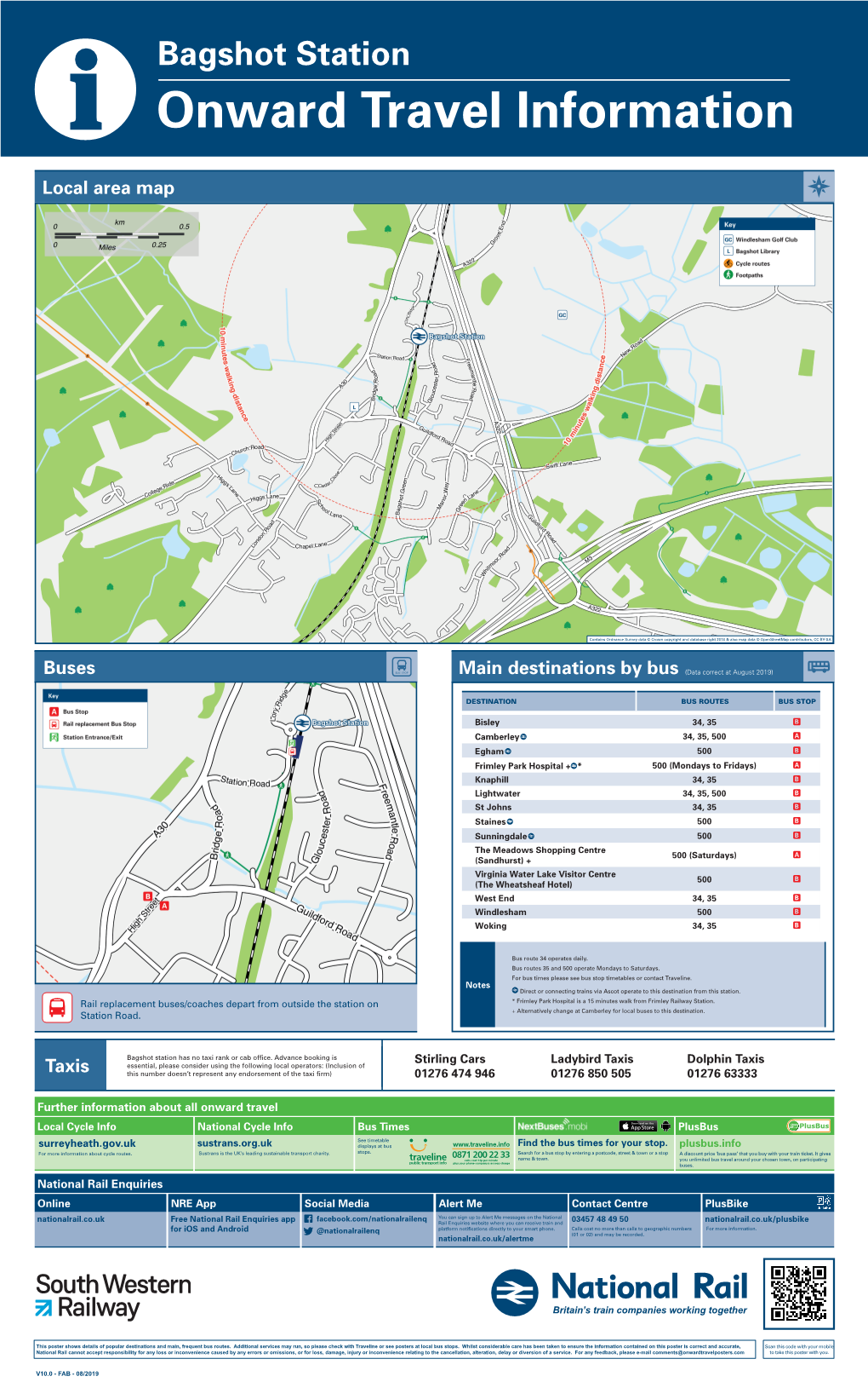 Notes Taxis Local Area Map Onward Travel Information Bagshot Station Bisley 34, 35