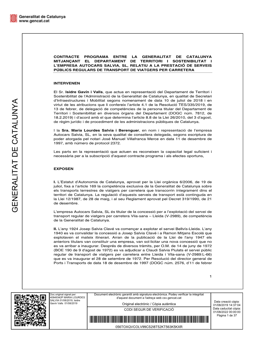 Page 1 GENERALITAT DE CATALUNYA Doc.Original Signat