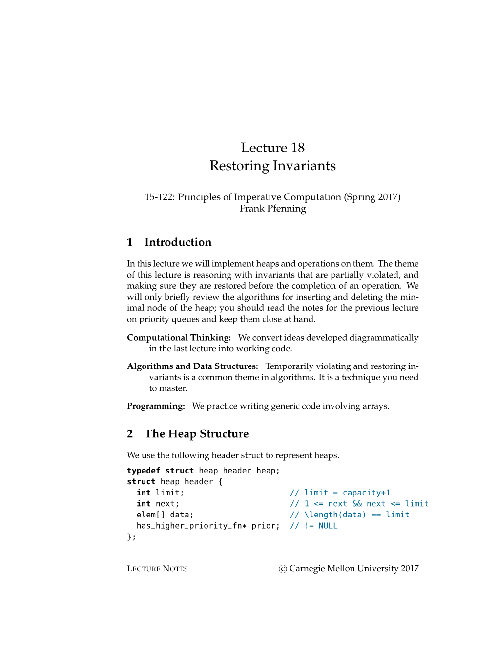 Lecture 18 Restoring Invariants