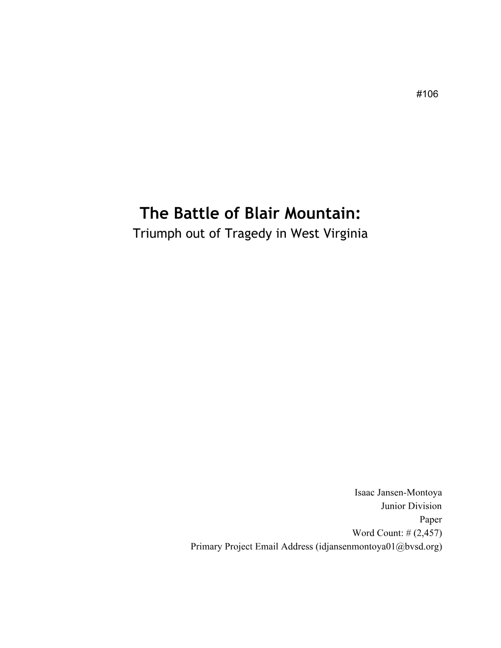 The Battle of Blair Mountain: Triumph out of Tragedy in West Virginia