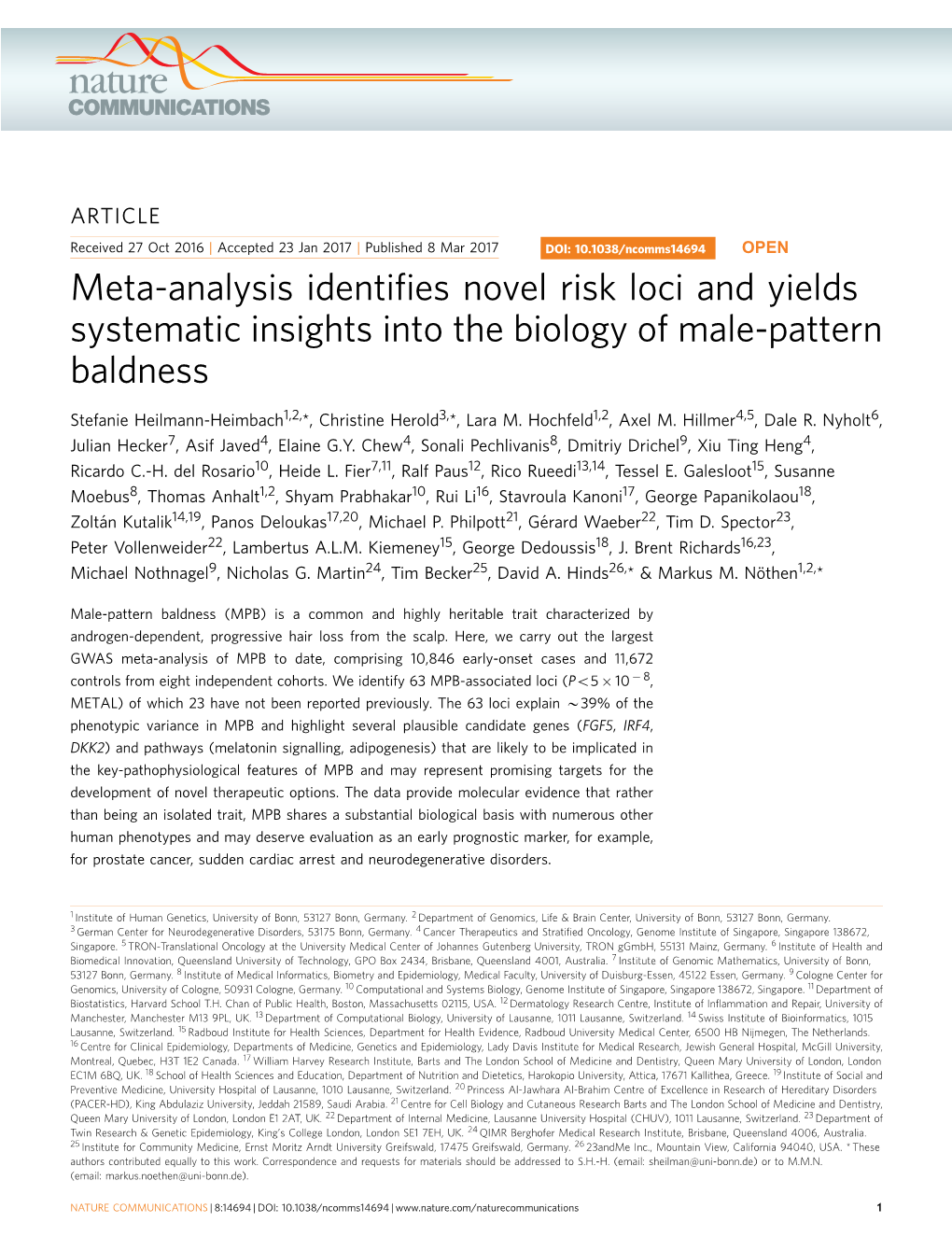 Meta-Analysis Identifies Novel Risk Loci and Yields Systematic Insights Into