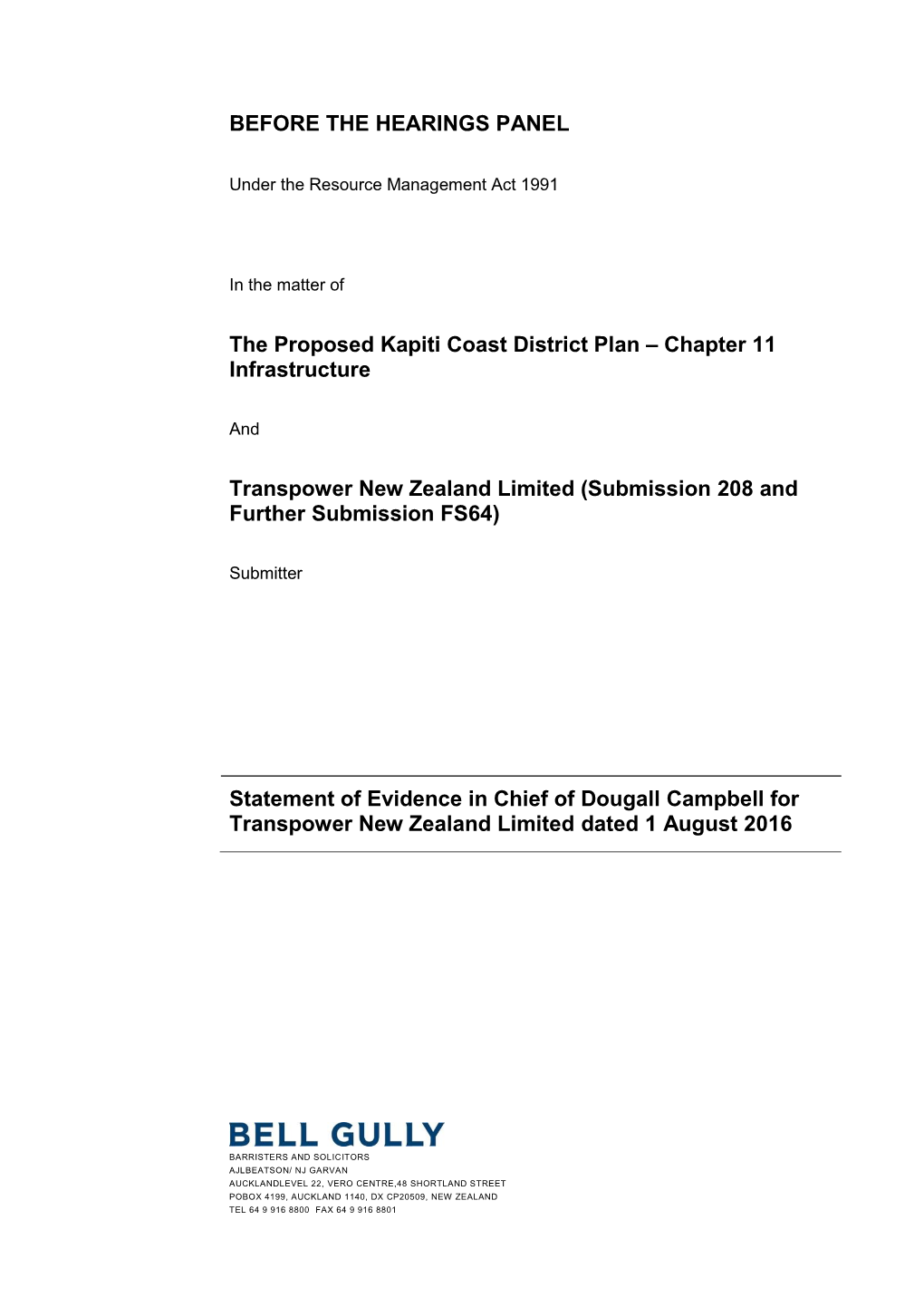 Chapter 11 Infrastructure Transpower New Zealand Limited