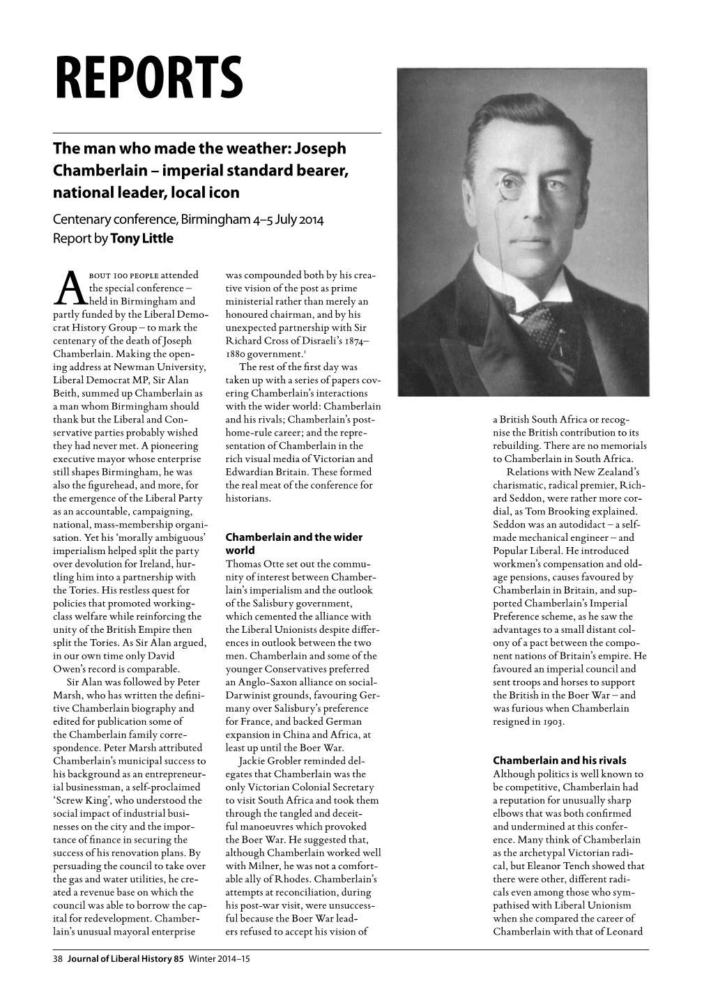 85 Report Little Joseph Chamberlain July 2014