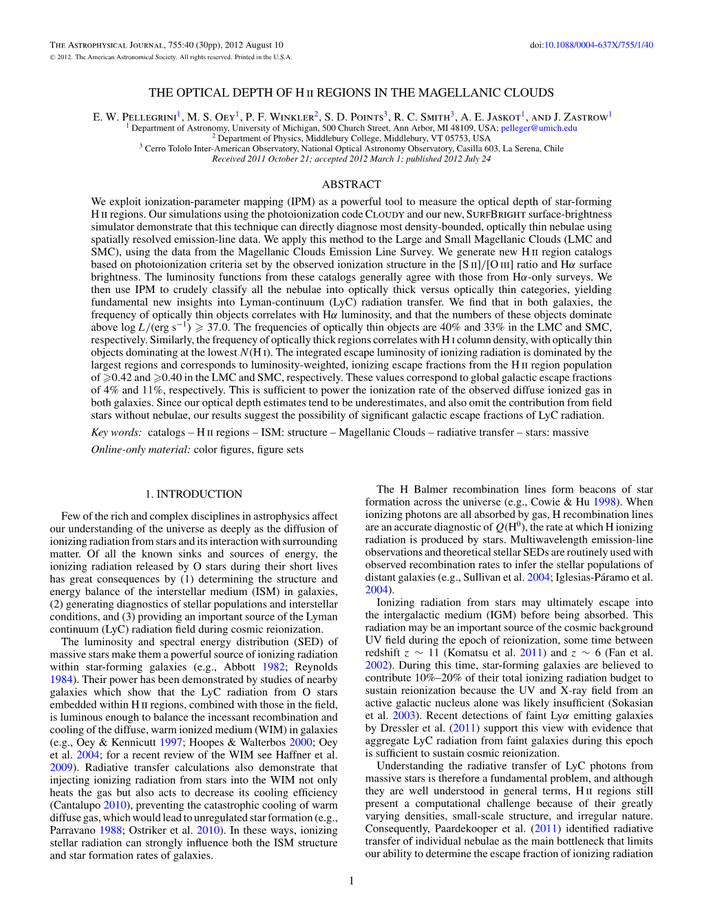 The Optical Depth of Hii Regions in the Magellanic Clouds