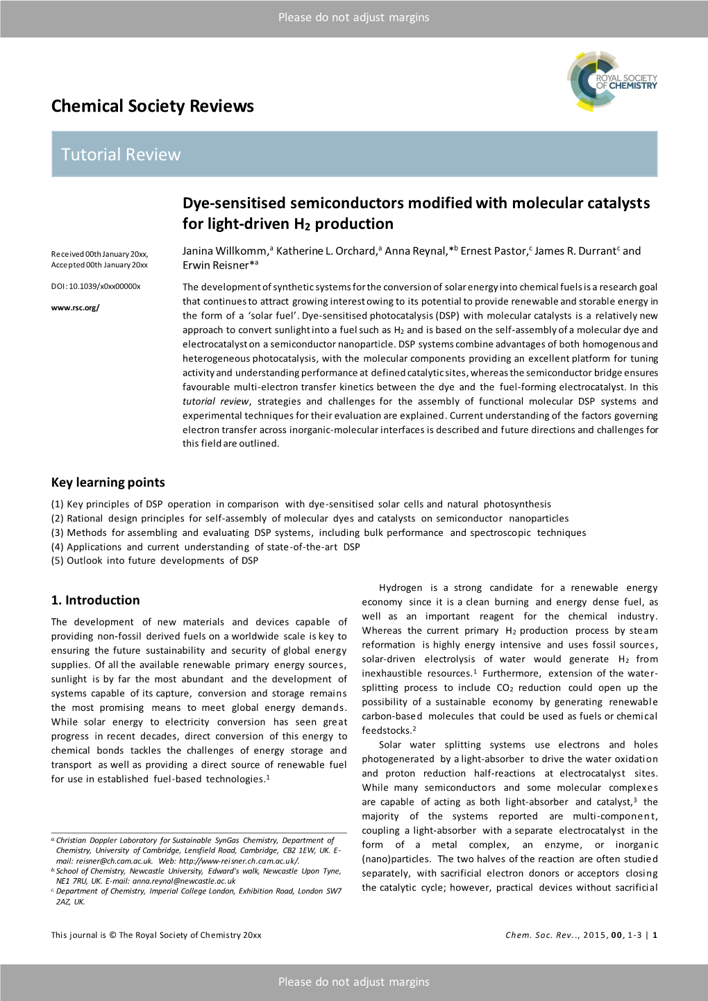 Chemical Society Reviews Tutorial Review
