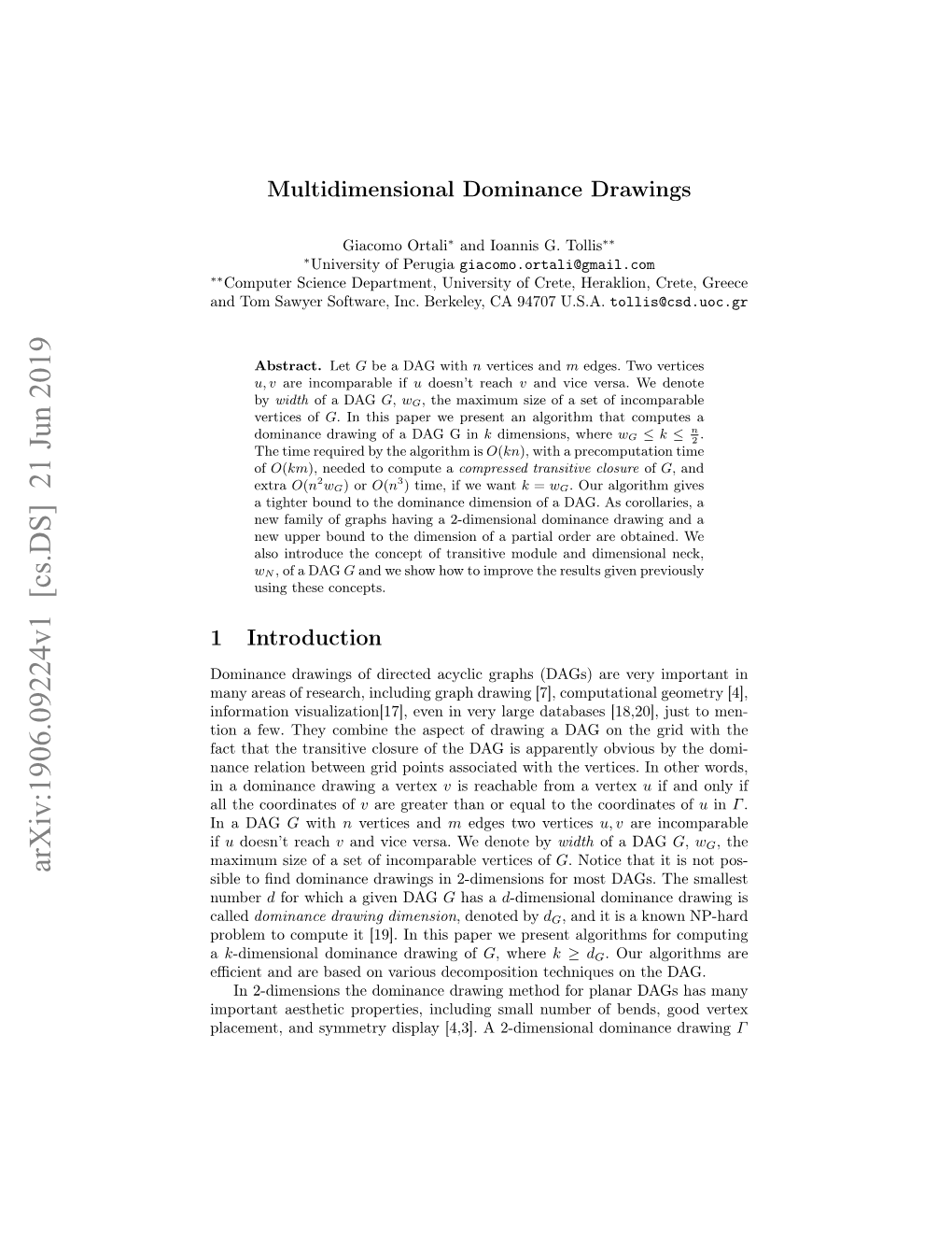 Multidimensional Dominance Drawings