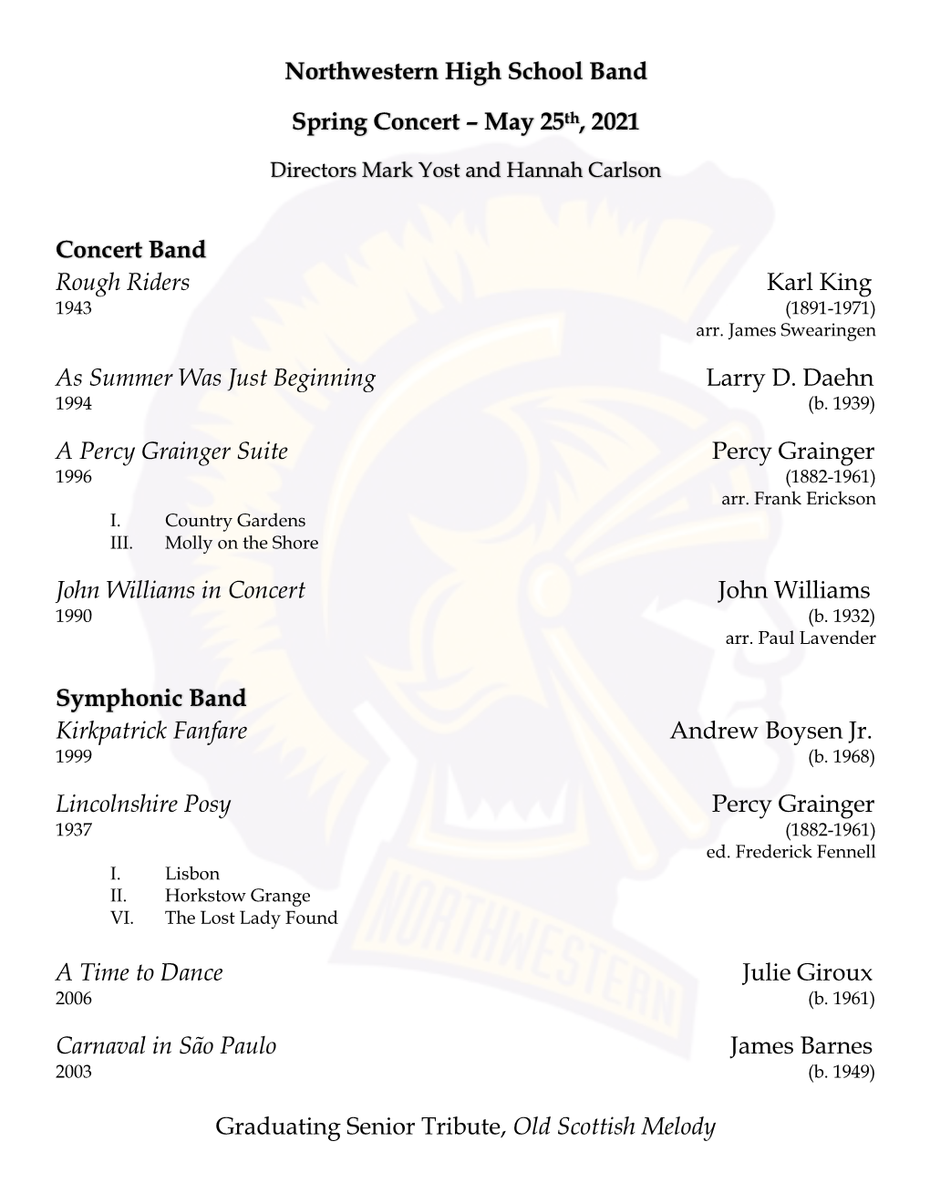 Spring 2021 Concert Program