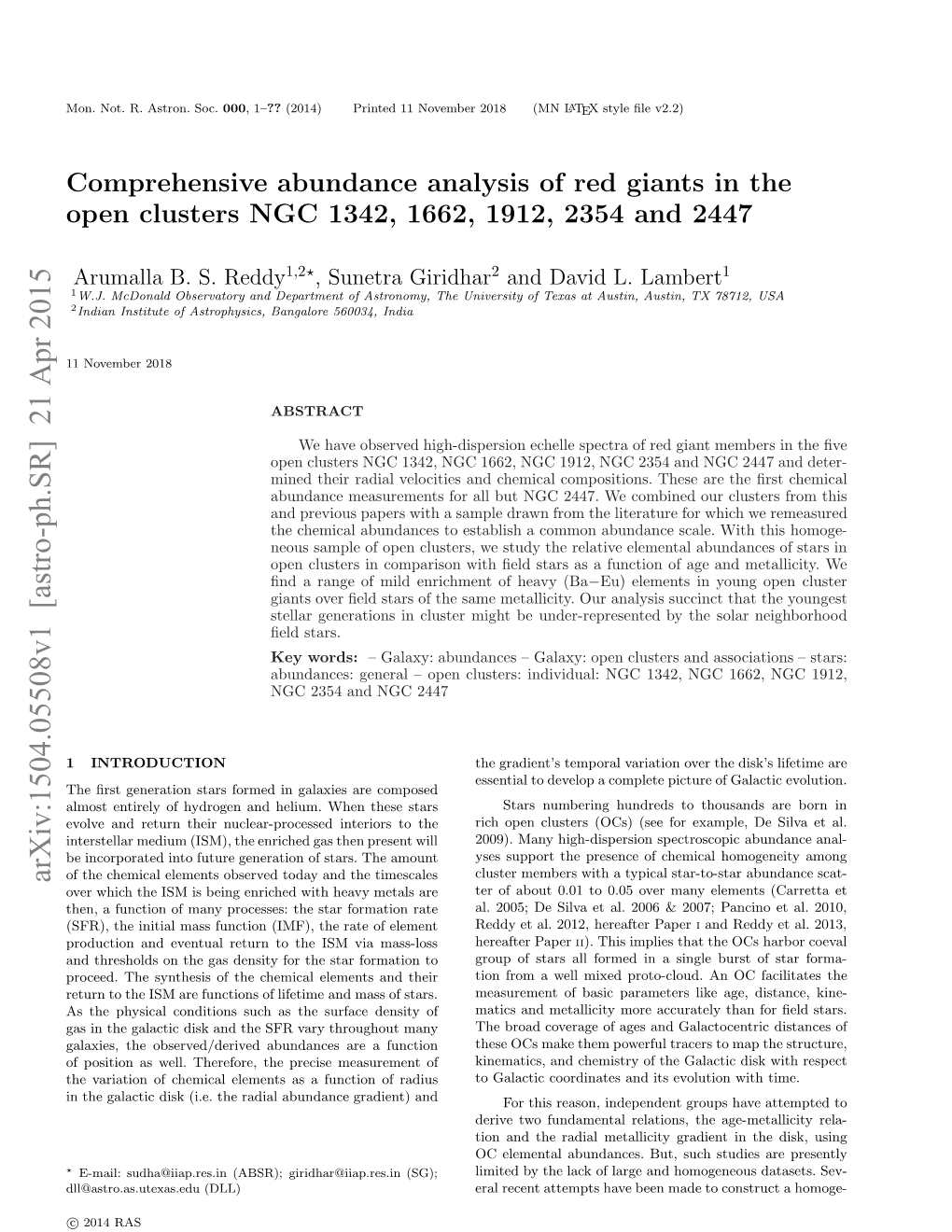 Comprehensive Abundance Analysis of Red Giants in the Open Clusters