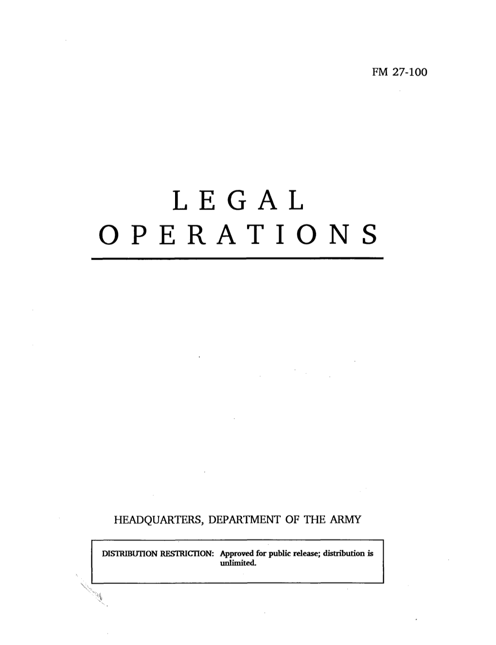 Legal Operations, FM 27-100