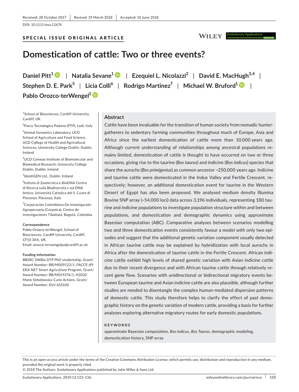 Domestication of Cattle: Two Or Three Events?