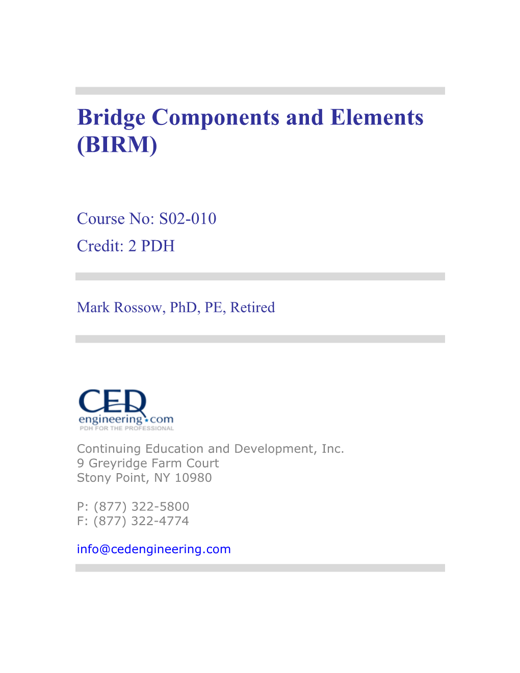 Bridge Components and Elements (BIRM)