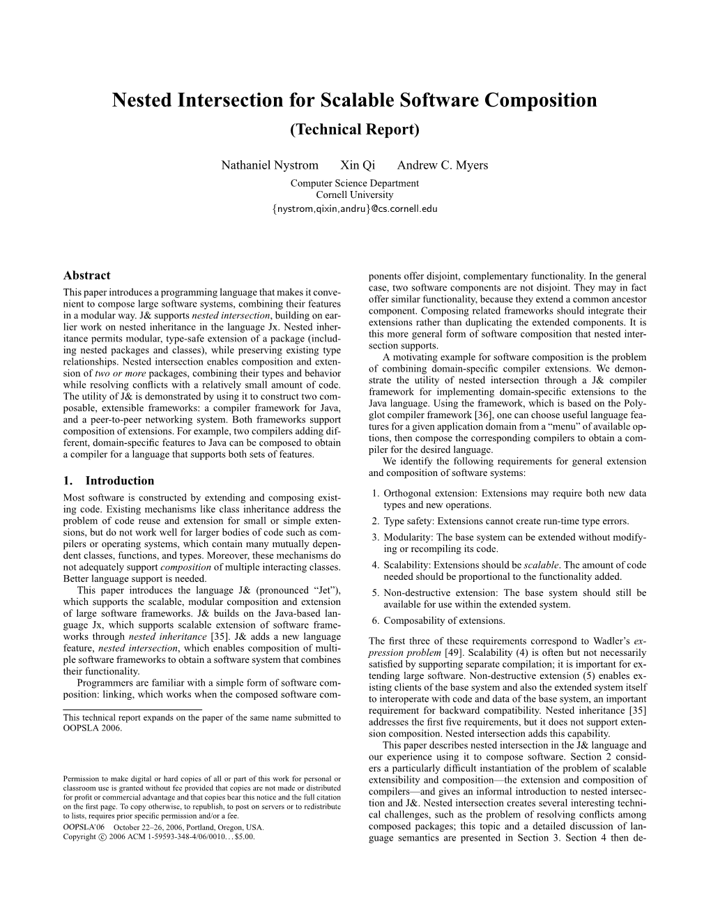 Nested Intersection for Scalable Software Composition (Technical Report)