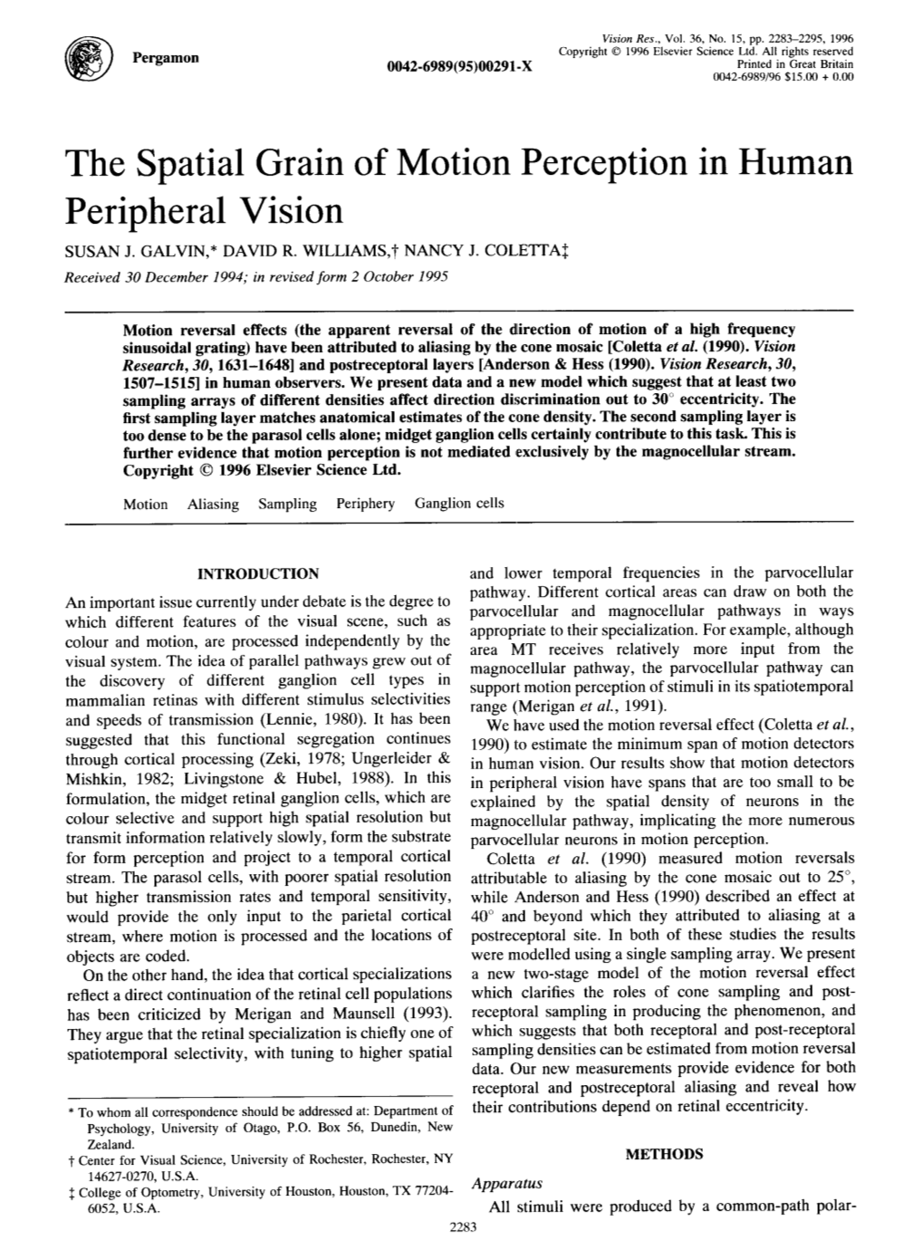 The Spatial Grain of Motion Perception in Human Peripheral Vision SUSAN J