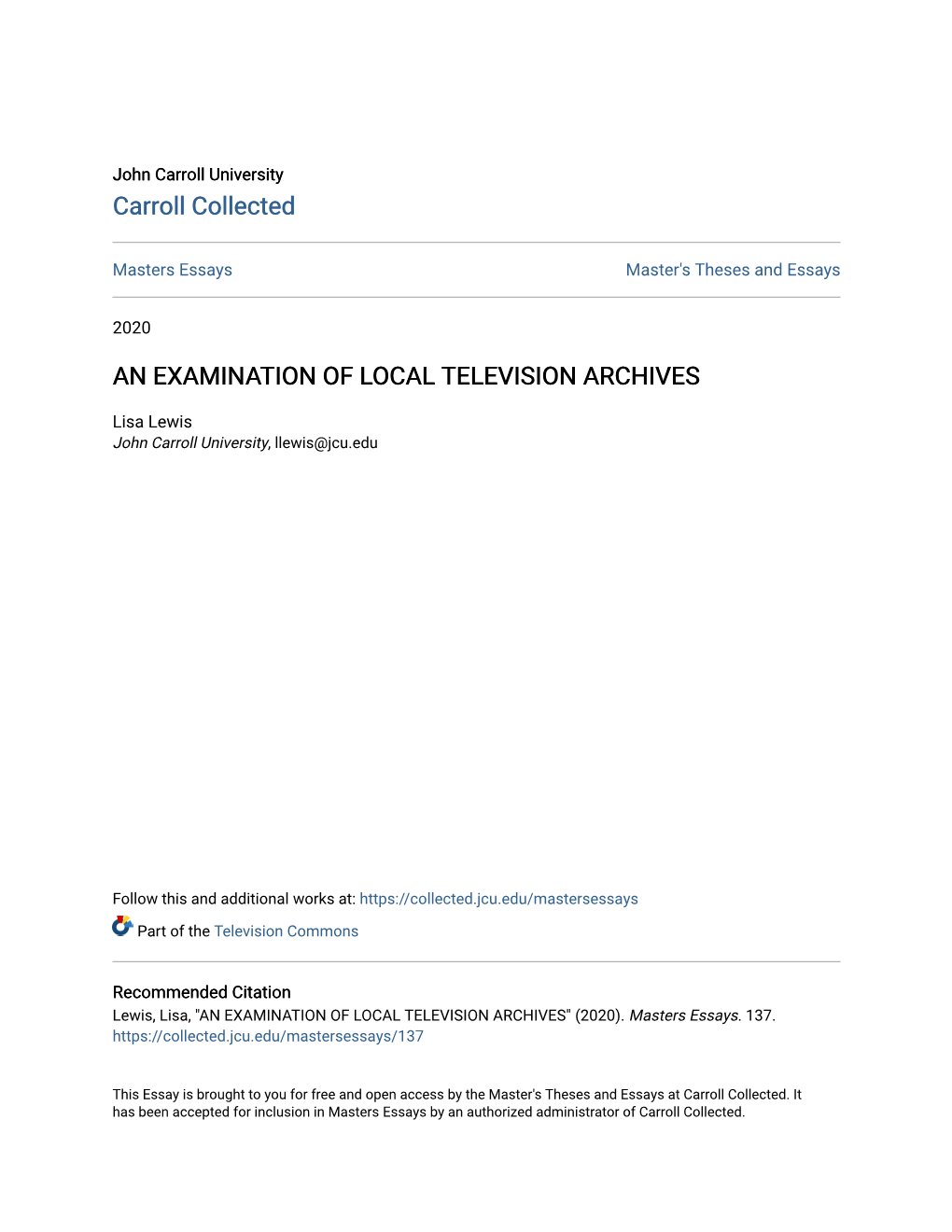 An Examination of Local Television Archives