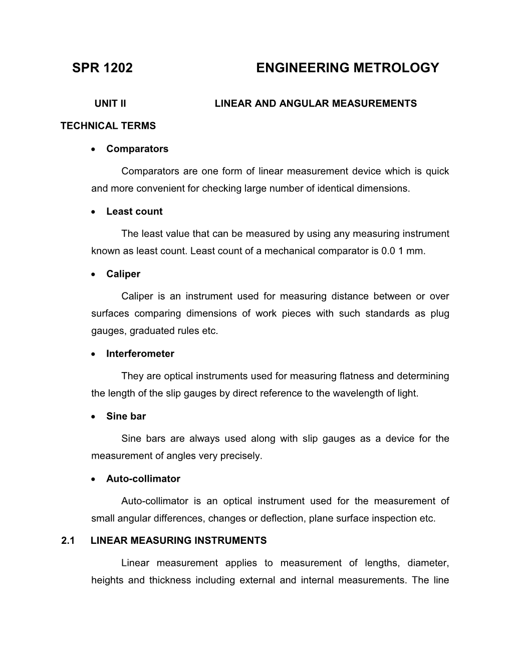Spr 1202 Engineering Metrology