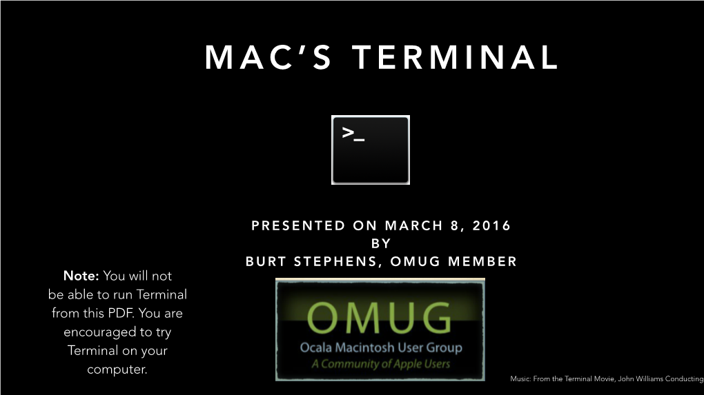 Note: You Will Not Be Able to Run Terminal from This PDF