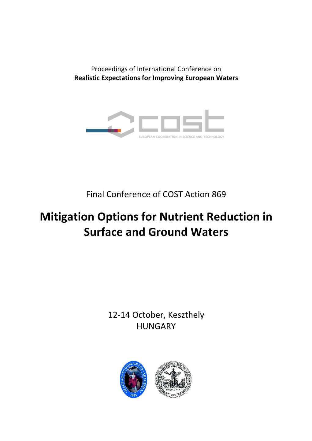 Mitigation Options for Nutrient Reduction in Surface and Ground Waters