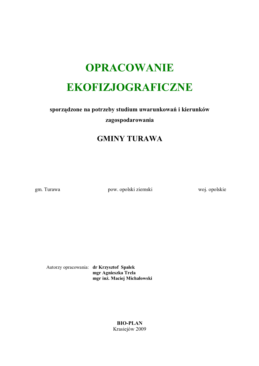 Opracowanie Ekofizjograficzne