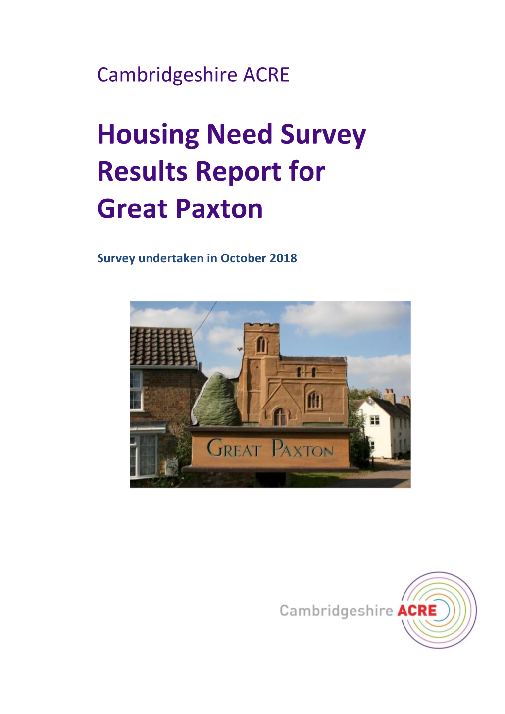 Housing Need Survey Results Report for Great Paxton
