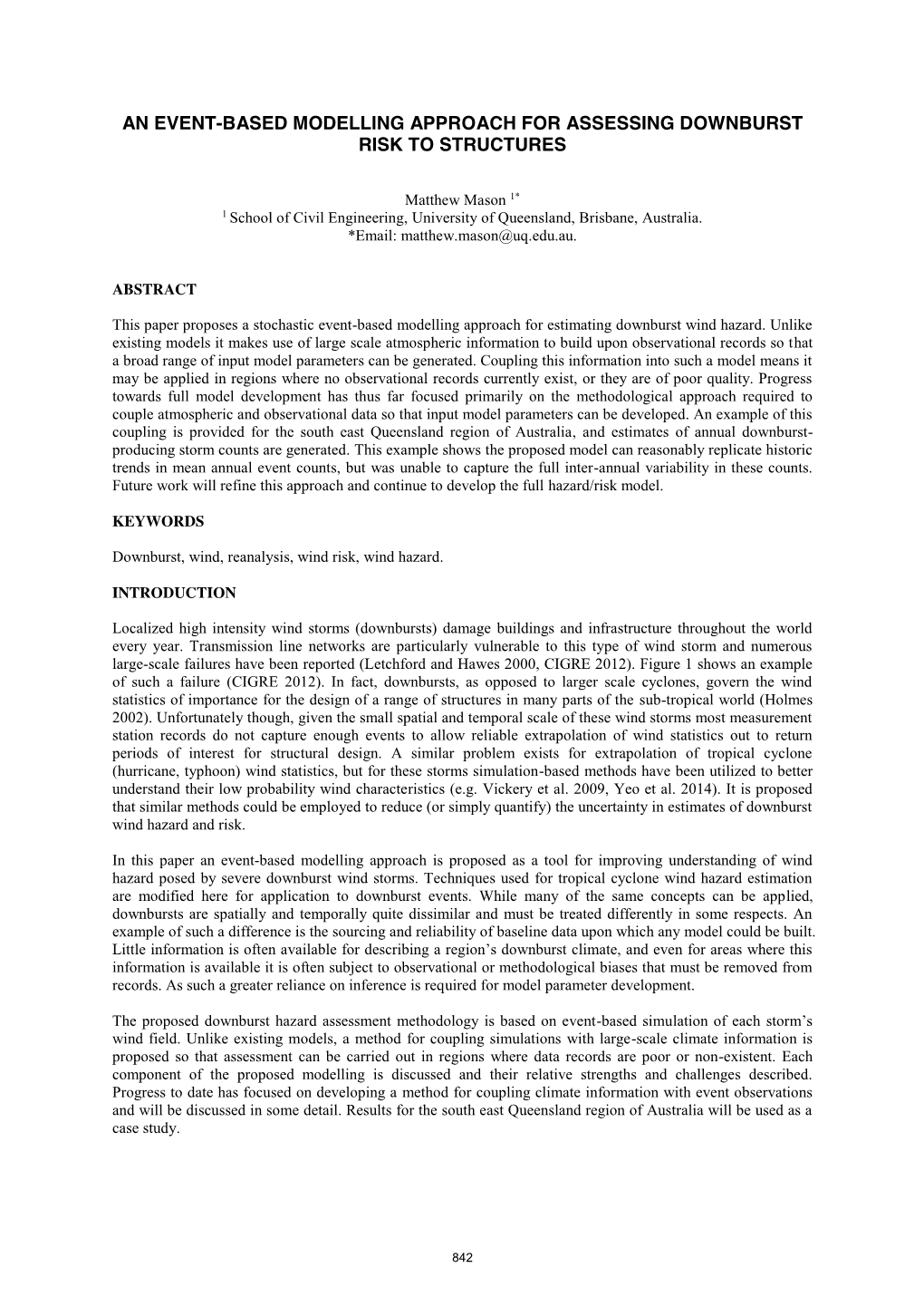 An Event-Based Modelling Approach for Assessing Downburst Risk to Structures