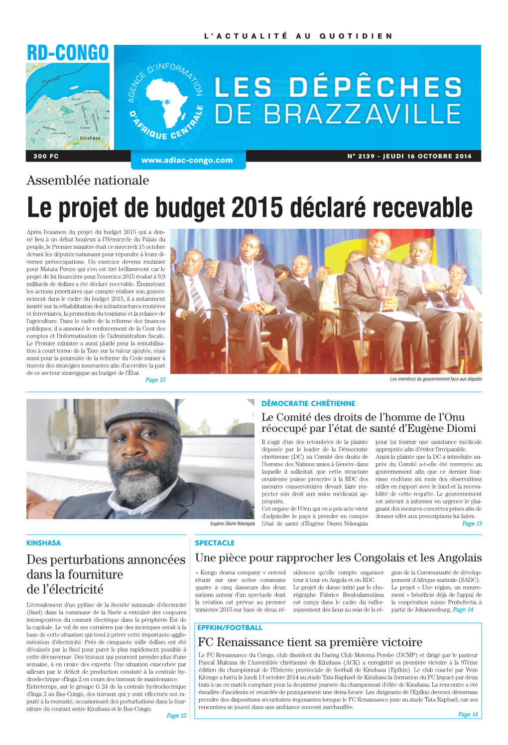 Le Projet De Budget 2015 Déclaré Recevable