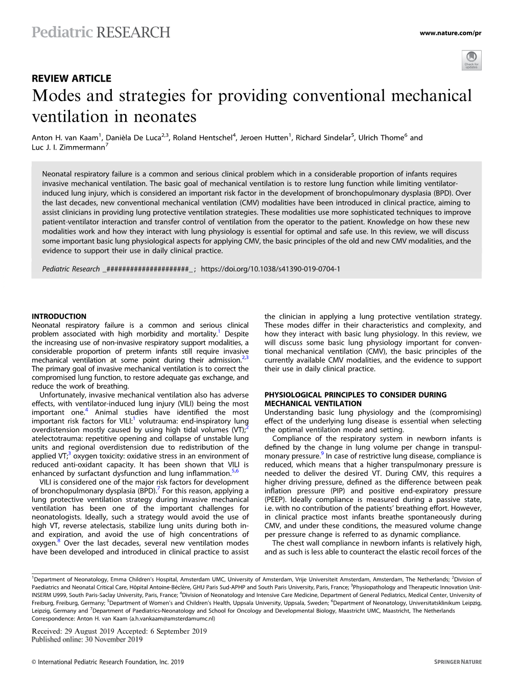 Modes and Strategies for Providing Conventional Mechanical Ventilation in Neonates