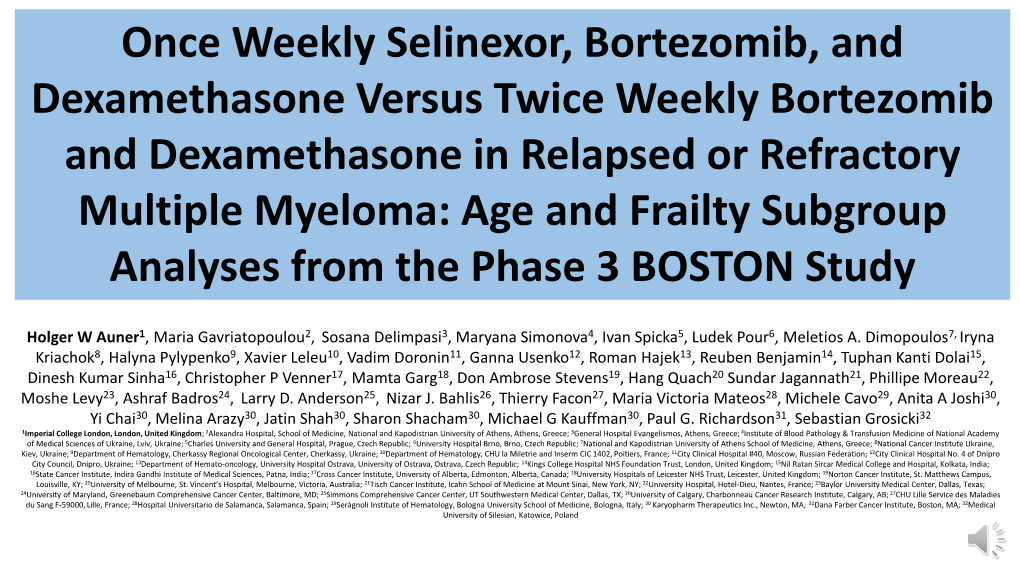 Age and Frailty Subgroup Analyses from the Phase 3 BOSTON Study