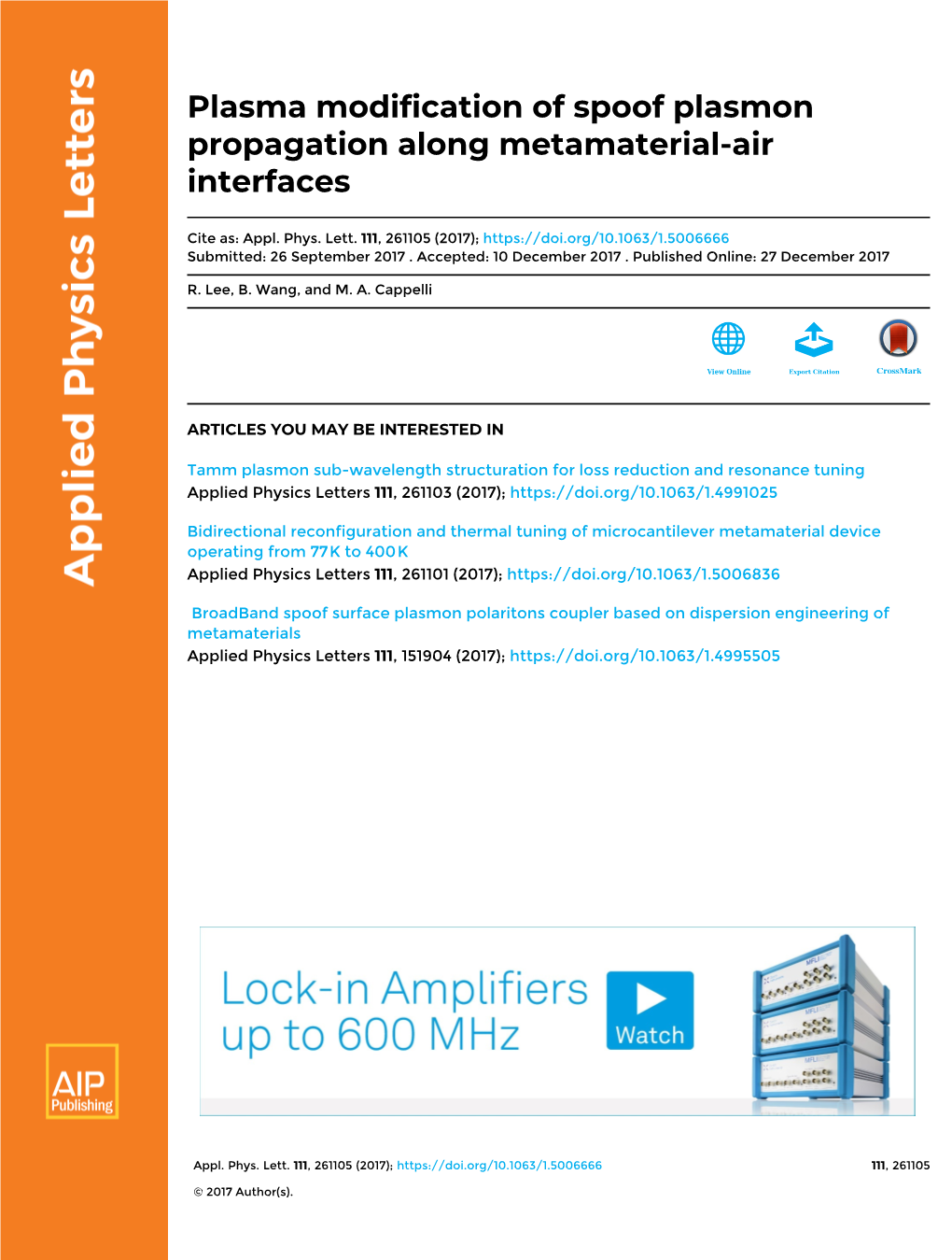 Plasma Modification of Spoof Plasmon Propagation Along Metamaterial-Air Interfaces