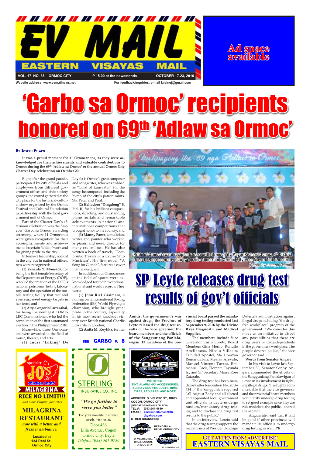 'Garbo Sa Ormoc' Recipients