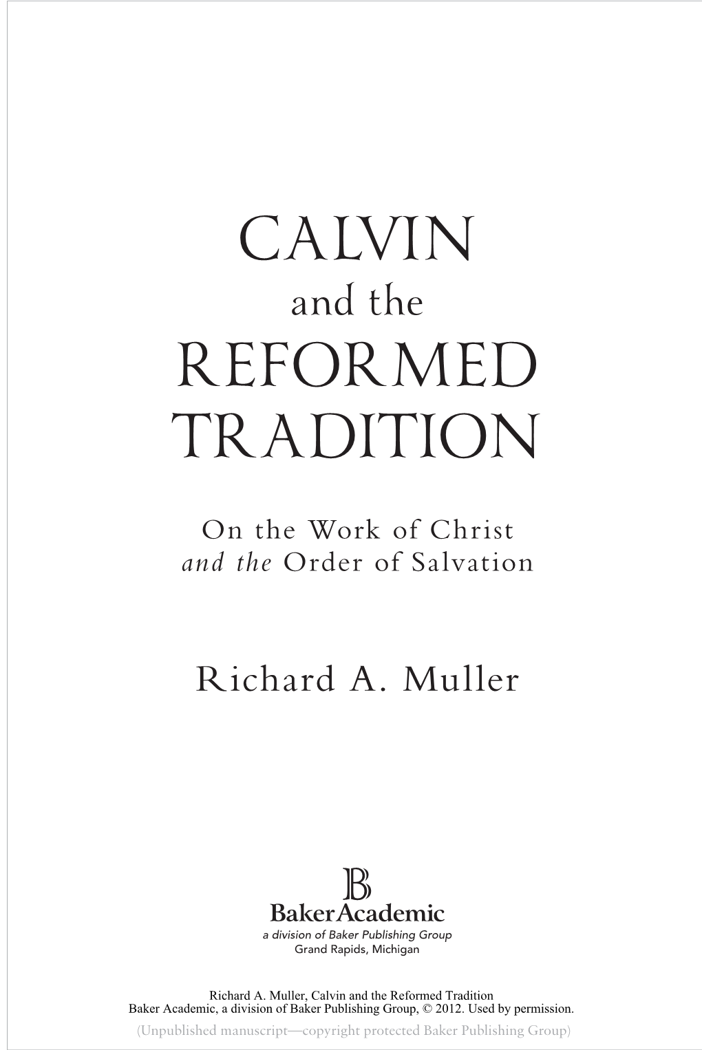 Calvin Reformed Tradition