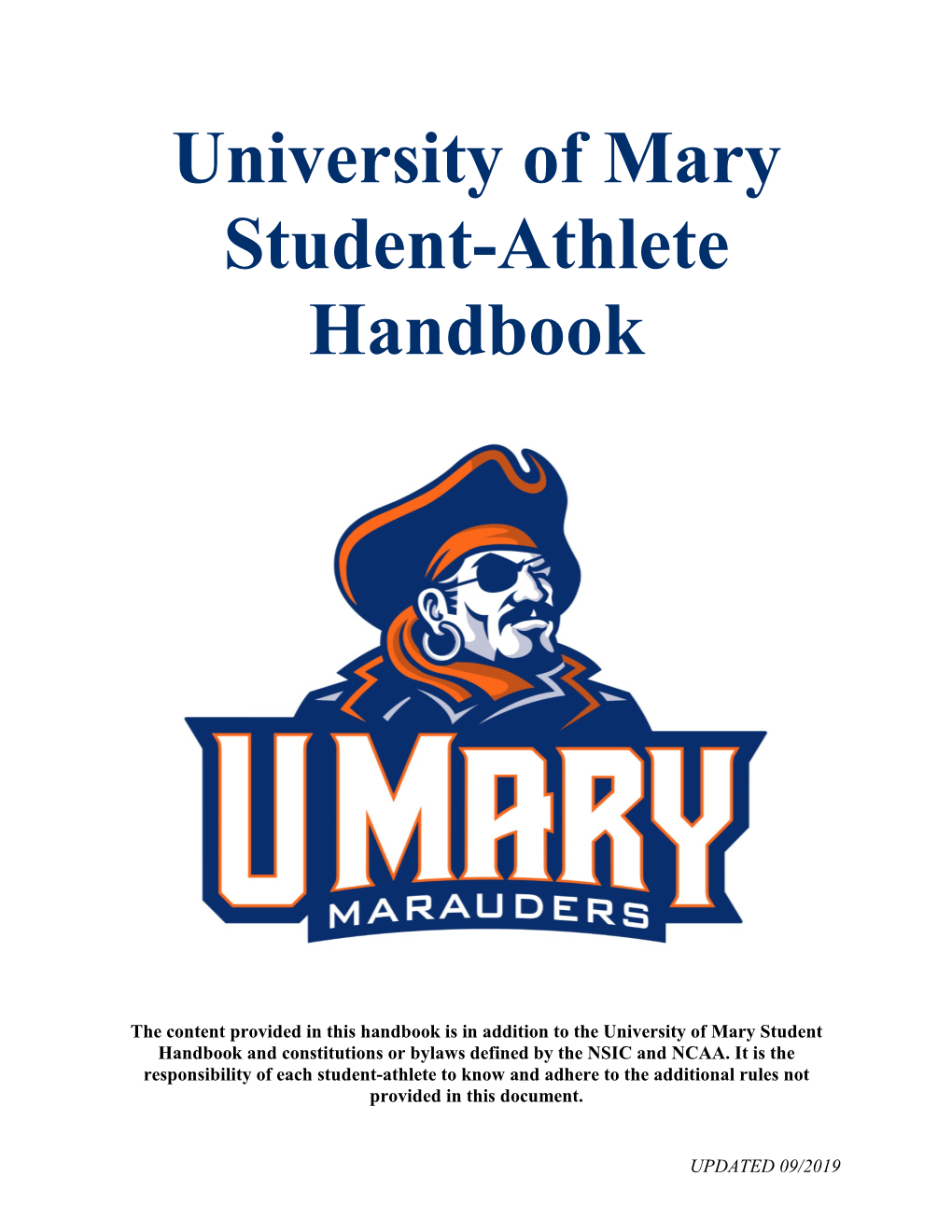 University of Mary Student-Athlete Handbook