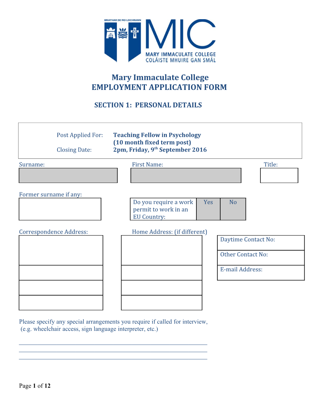 Employment Application Form s10