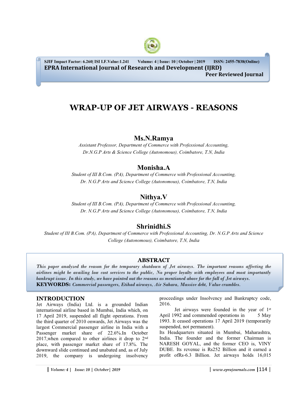 Wrap-Up of Jet Airways - Reasons
