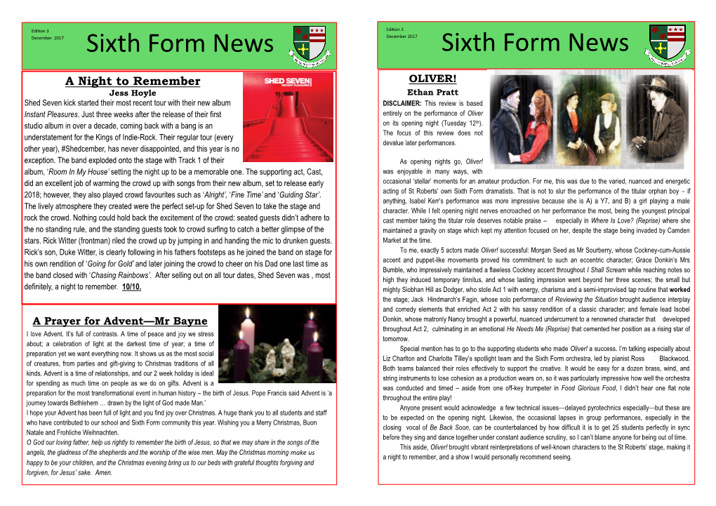 Sixth Form News Sixth Form News